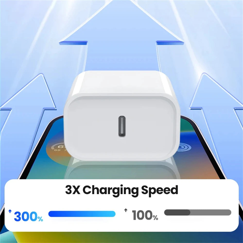 EU/US PD 20W Fast Charging Charger for Iphone 15 Series USB-C 60W USB Type C Cable for Macbook Samsung Xiaomi USBC Cable