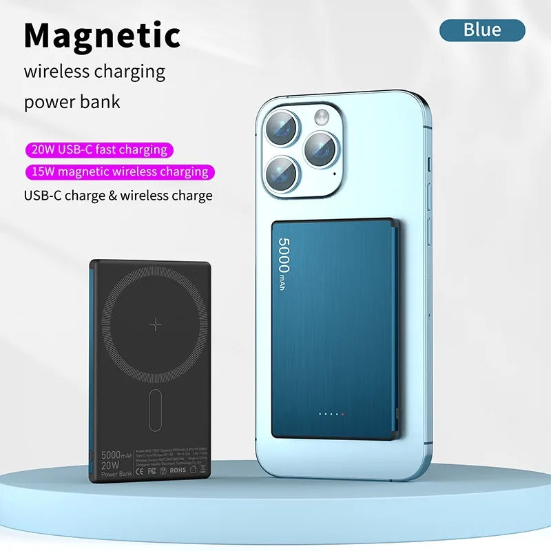 20W Magnetic Power Bank 5000Mah Super Fast Charging Wireless Magsafe Powerbank Battery External Charger for Iphone Xiaomi 14
